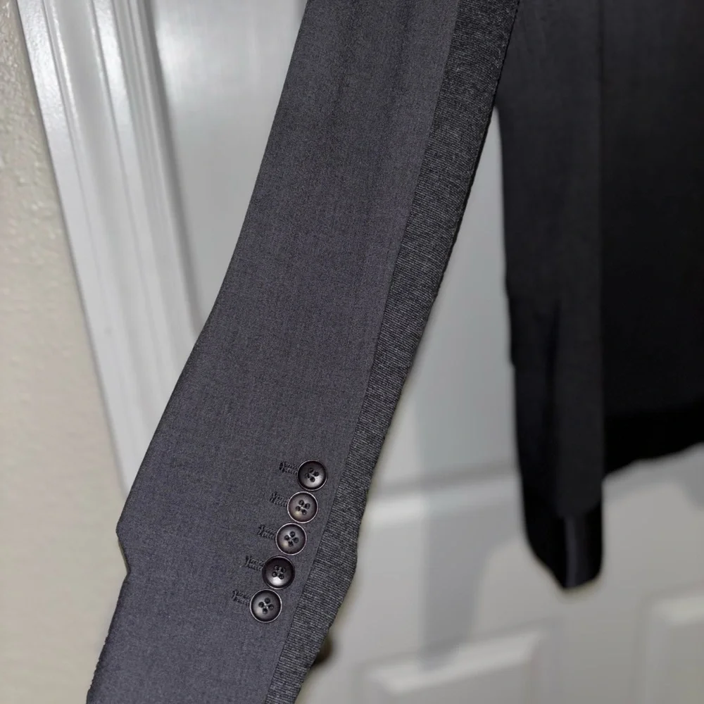 BCBGMAXAZRIA  Blazer Size S Kana Heather Jacket Satin Trim Gray​​​ - Picture 6 of 7